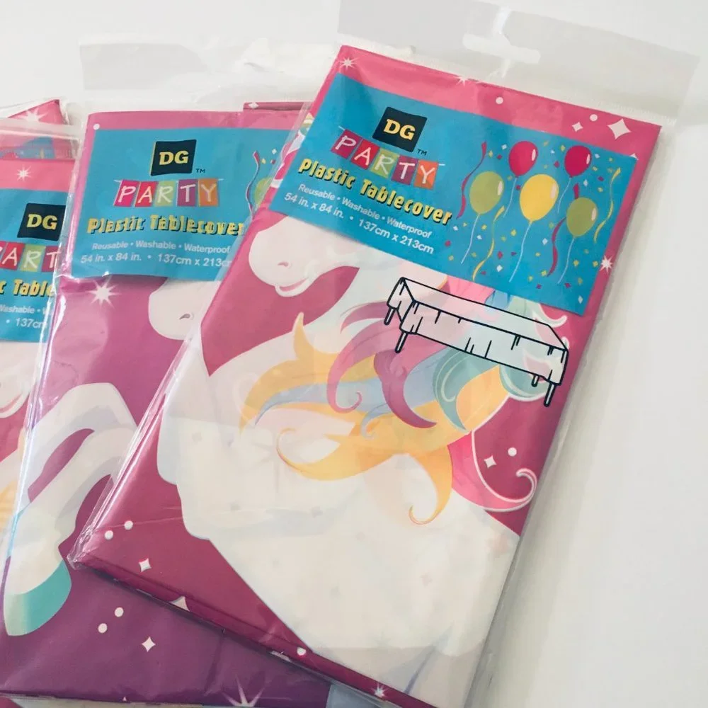 Lot of 4 Pink Unicorn Party Plastic Tablecovers